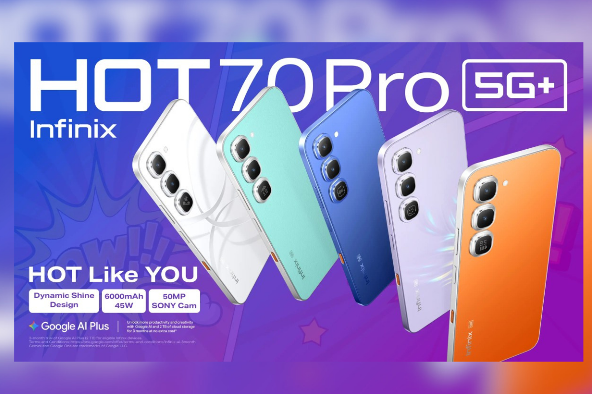 Infinix Hot 70 Pro dengan desain bodi berubah warna, layar 144Hz, kamera 50MP, dan fitur AI Folax